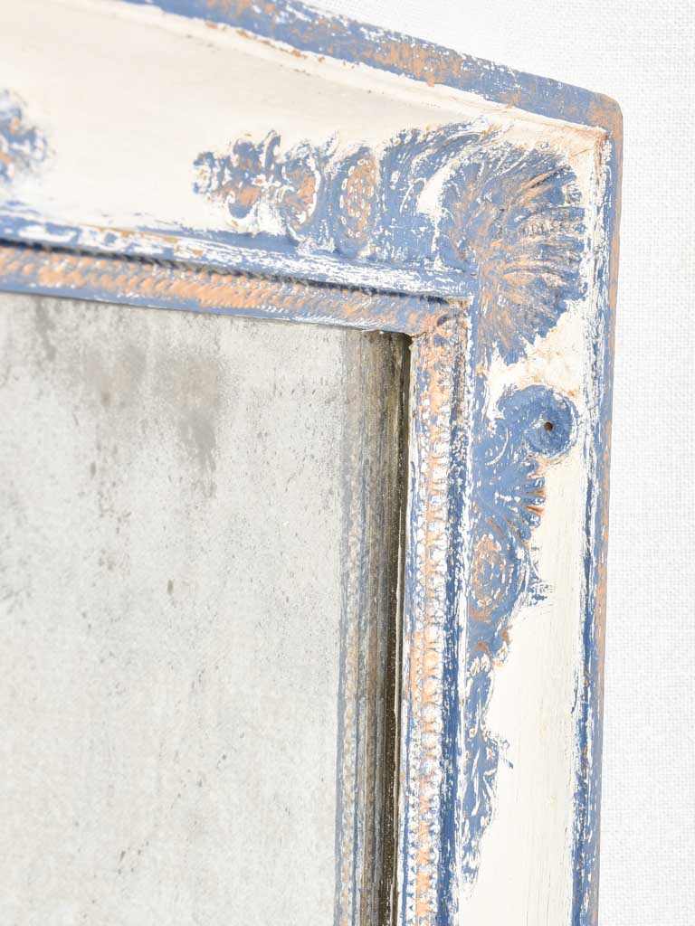 Small 19th century Restauration mirror with blue frame 19¾" x 16¼"