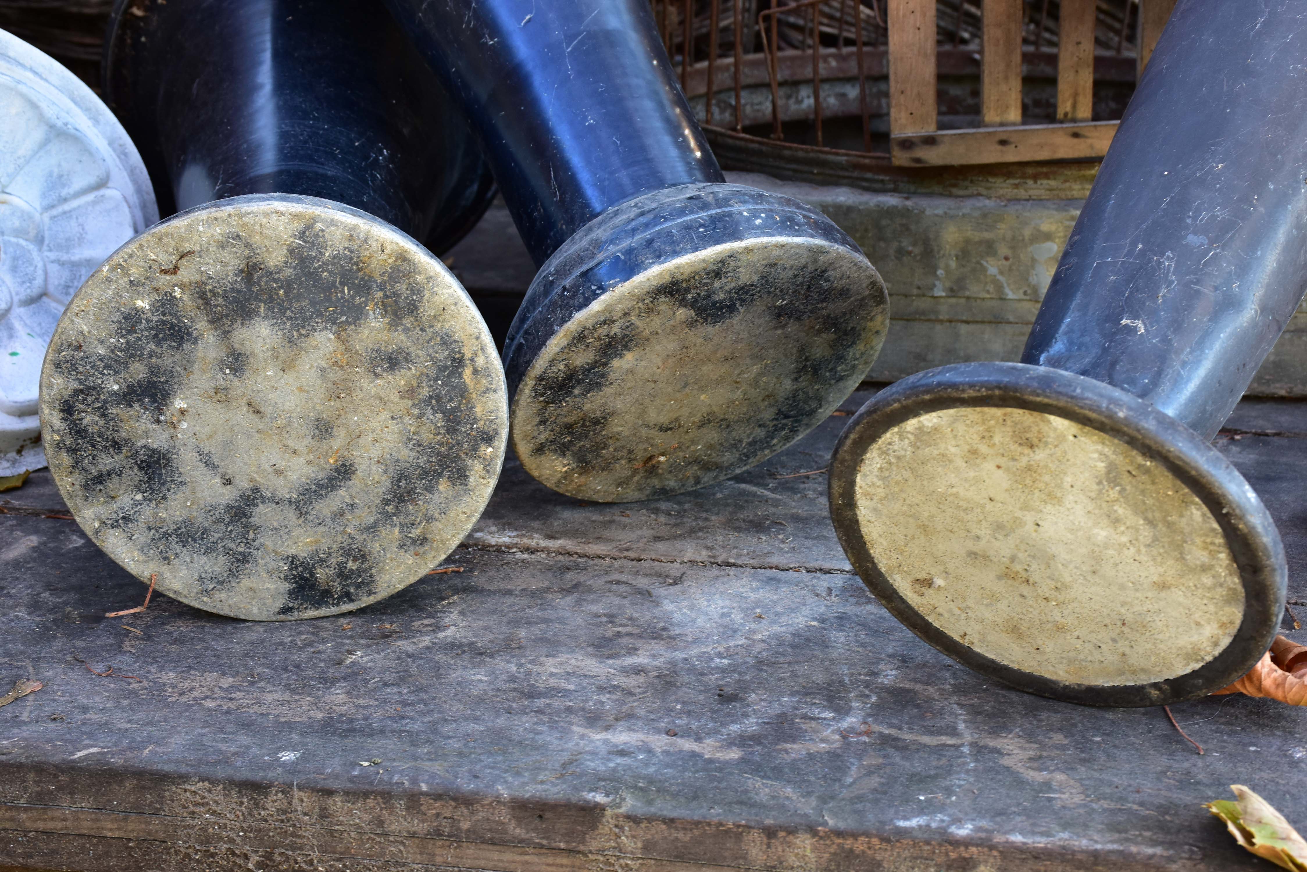 Collection of three vintage French florist vases