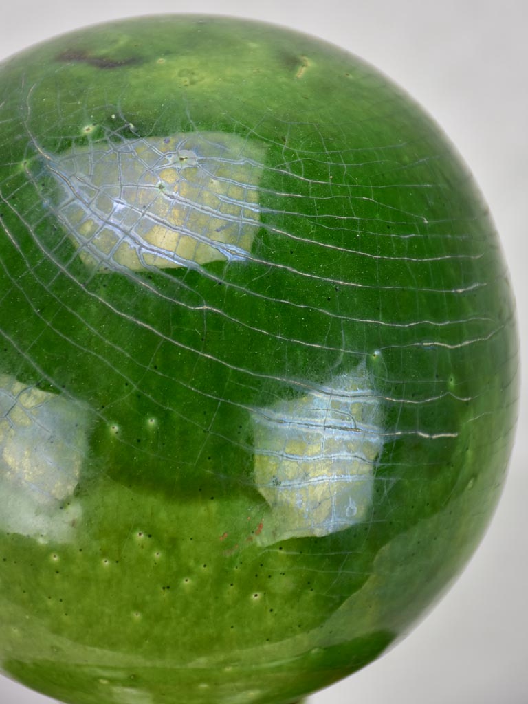 Mid 20th century French ceramic roof finial with green glaze 20¾"