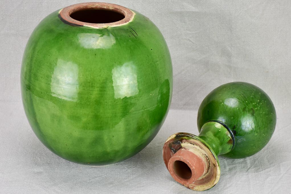 Mid 20th century French ceramic roof finial with green glaze 20¾"
