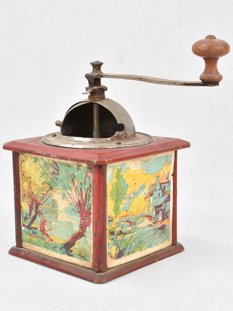 Coffee grinder, hand-painted, French, 19th-century
