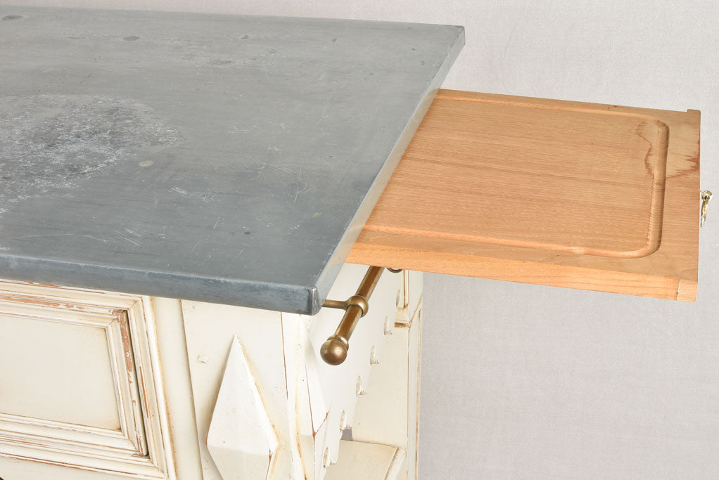 Artisan made kitchen island with zinc top 47¾" x 23¾"