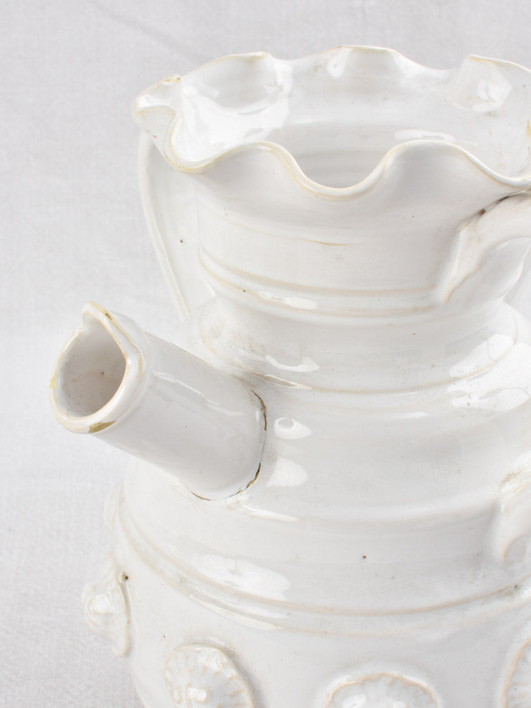 Pair of ceramic vases w/ white glaze & handles - Émile Tessier