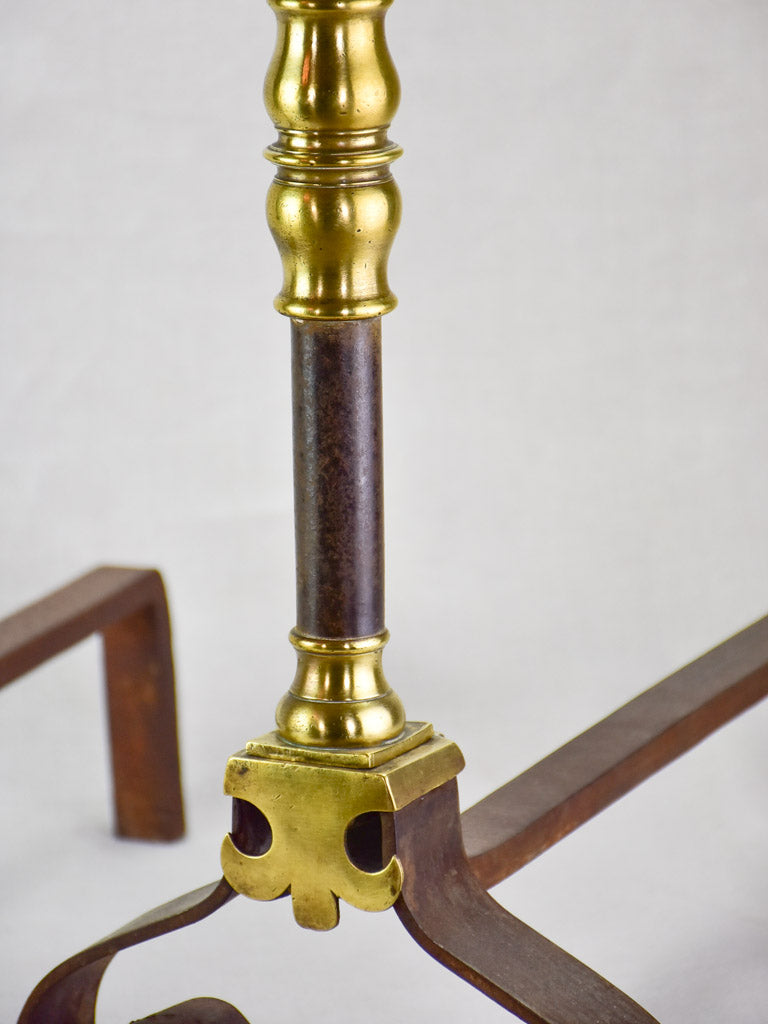 Pair of mid nineteenth-century French fire dogs andirons - brass and bronze 25¼"