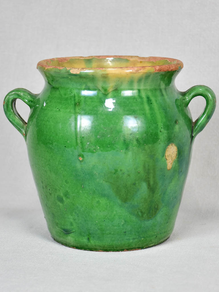 Confit pot, early-20th-century, green glaze 8"