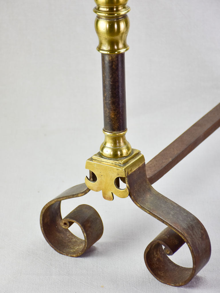 Pair of mid nineteenth-century French fire dogs andirons - brass and bronze 25¼"
