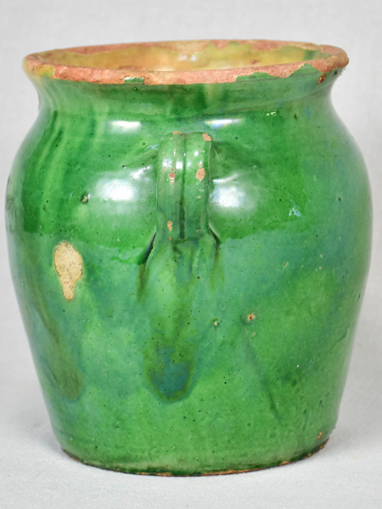 Confit pot, early-20th-century, green glaze 8"