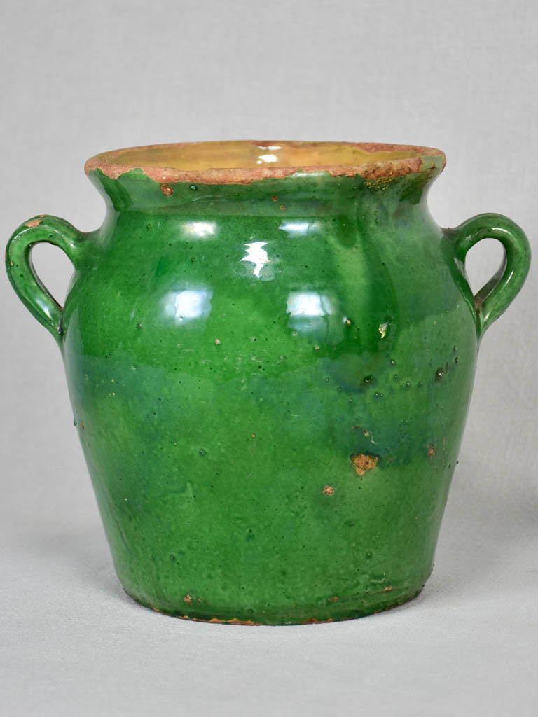 Confit pot, early-20th-century, green glaze 8"