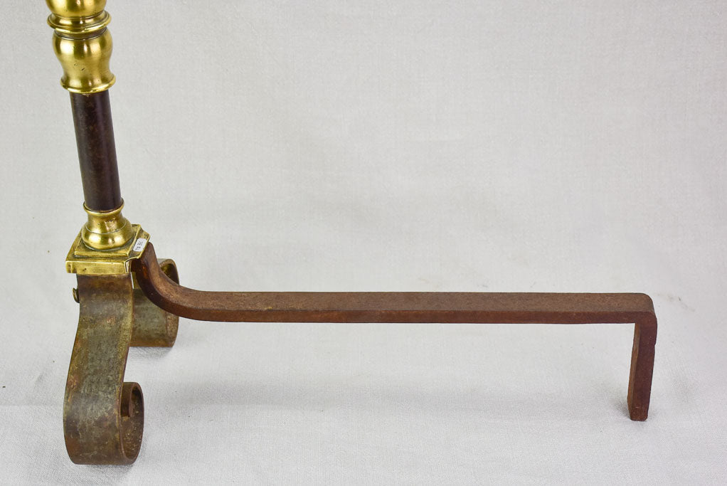 Pair of mid nineteenth-century French fire dogs andirons - brass and bronze 25¼"