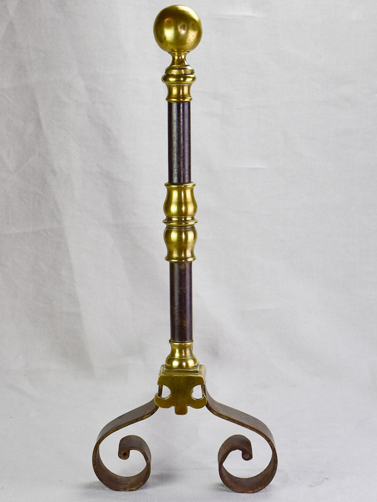 Pair of mid nineteenth-century French fire dogs andirons - brass and bronze 25¼"
