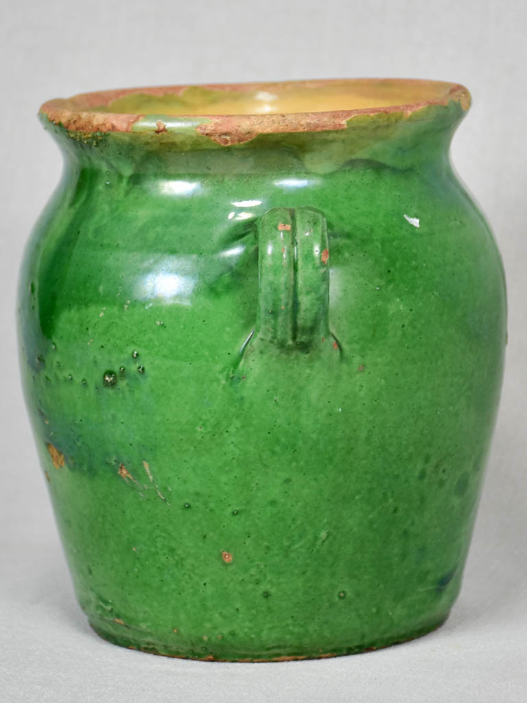 Confit pot, early-20th-century, green glaze 8"