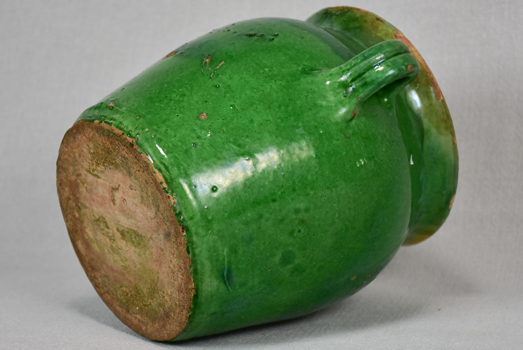 Confit pot, early-20th-century, green glaze 8"
