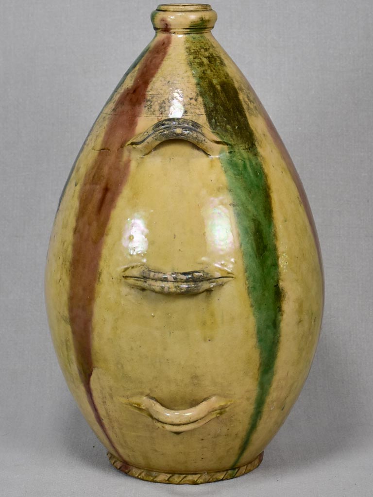 Early-20th-century French Biot conscience jug 17¼"