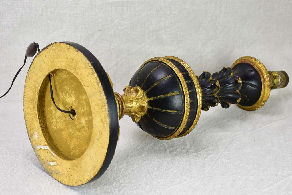 Early 20th century Italian style lamp base - black and gold 22¾"