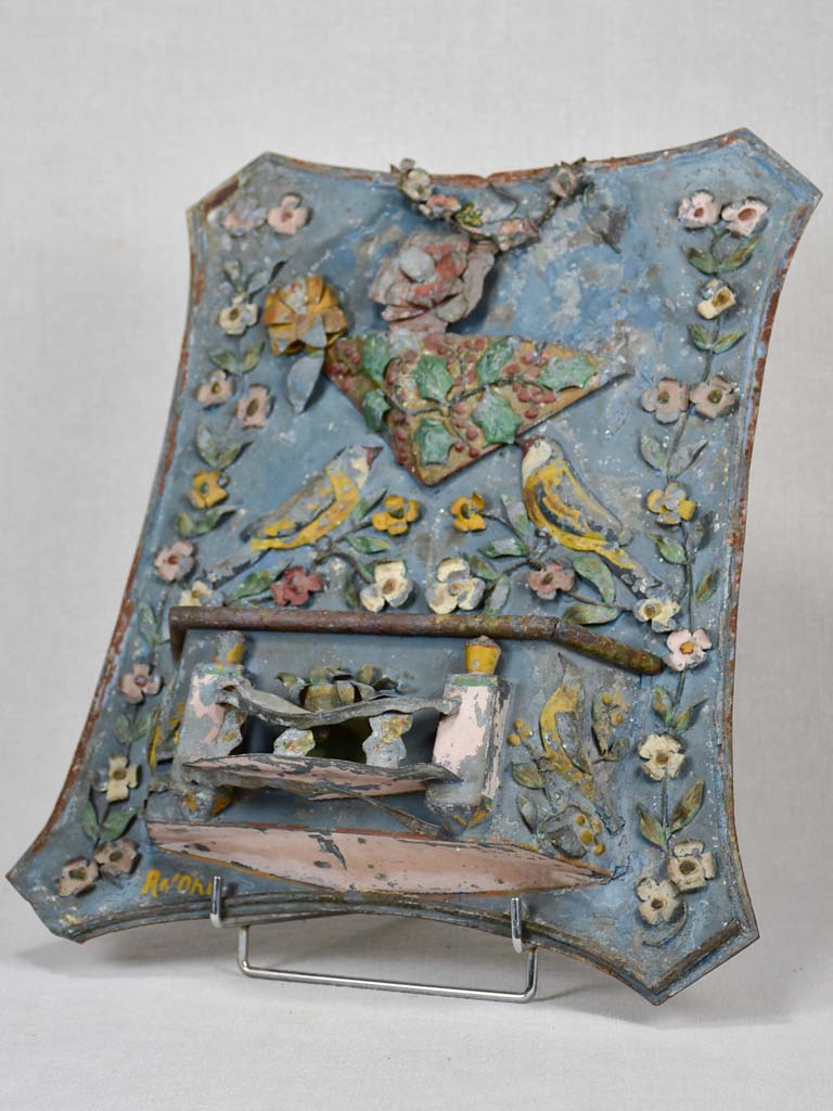 Late 19th century decorative tole mail holder 14½" x 17¼"