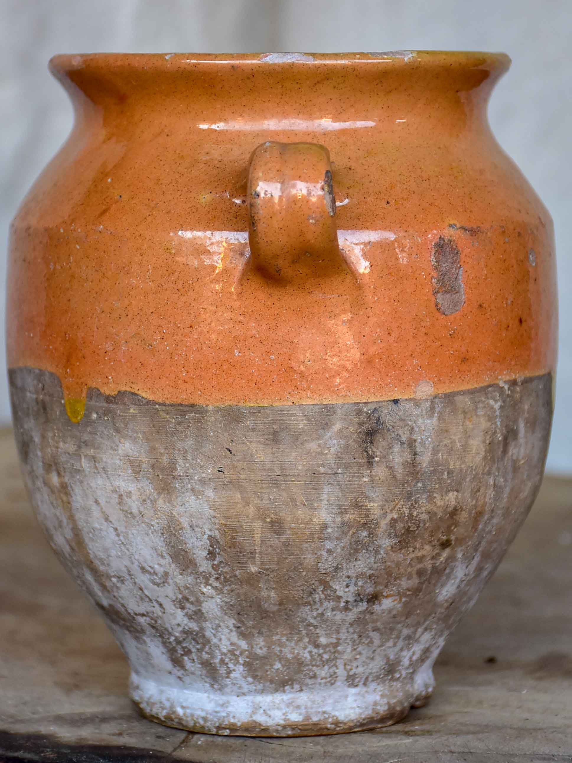Antique French confit pot with ochre glaze