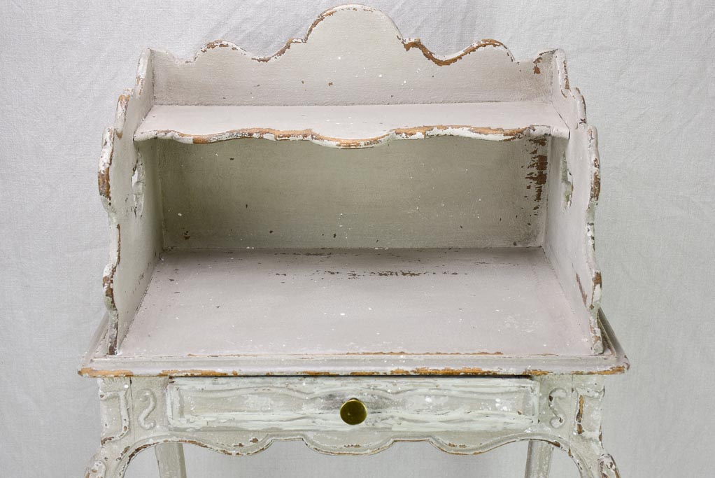 Superb early 20th Century Louis XV style nightstand with gray patina