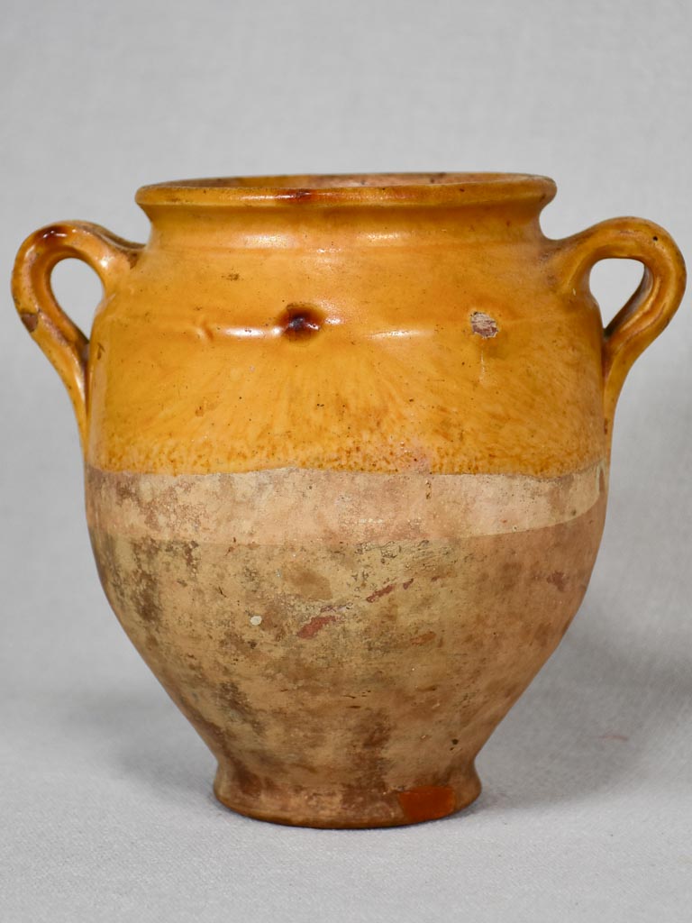 Small antique French confit pot with yellow ocher glaze and two handles 7" Regular price Sale price US$351.00