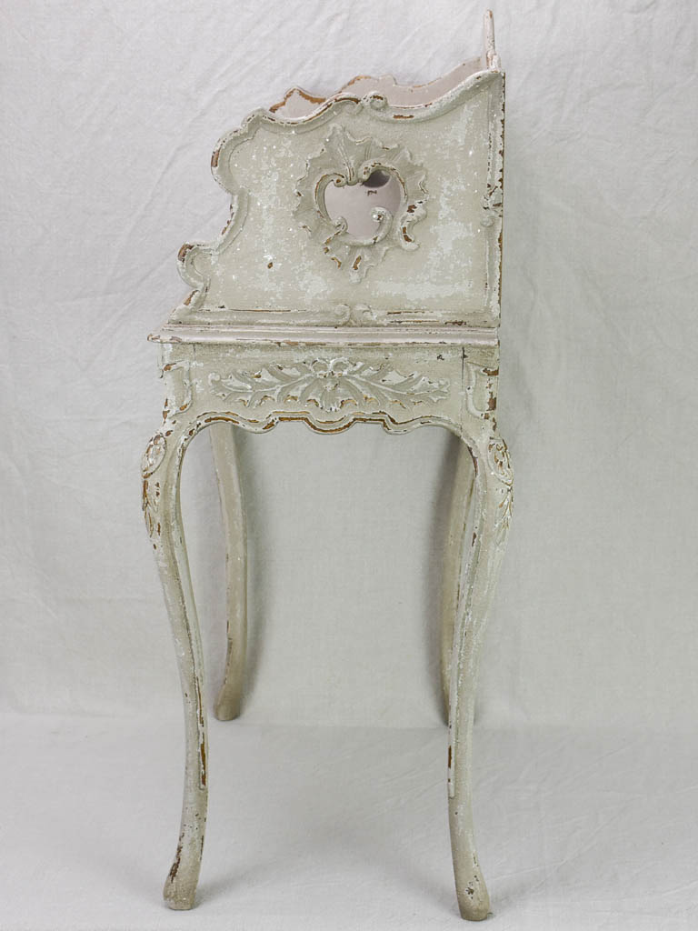 Superb early 20th Century Louis XV style nightstand with gray patina