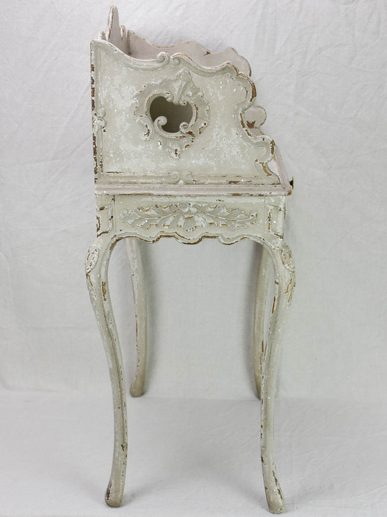 Superb early 20th Century Louis XV style nightstand with gray patina