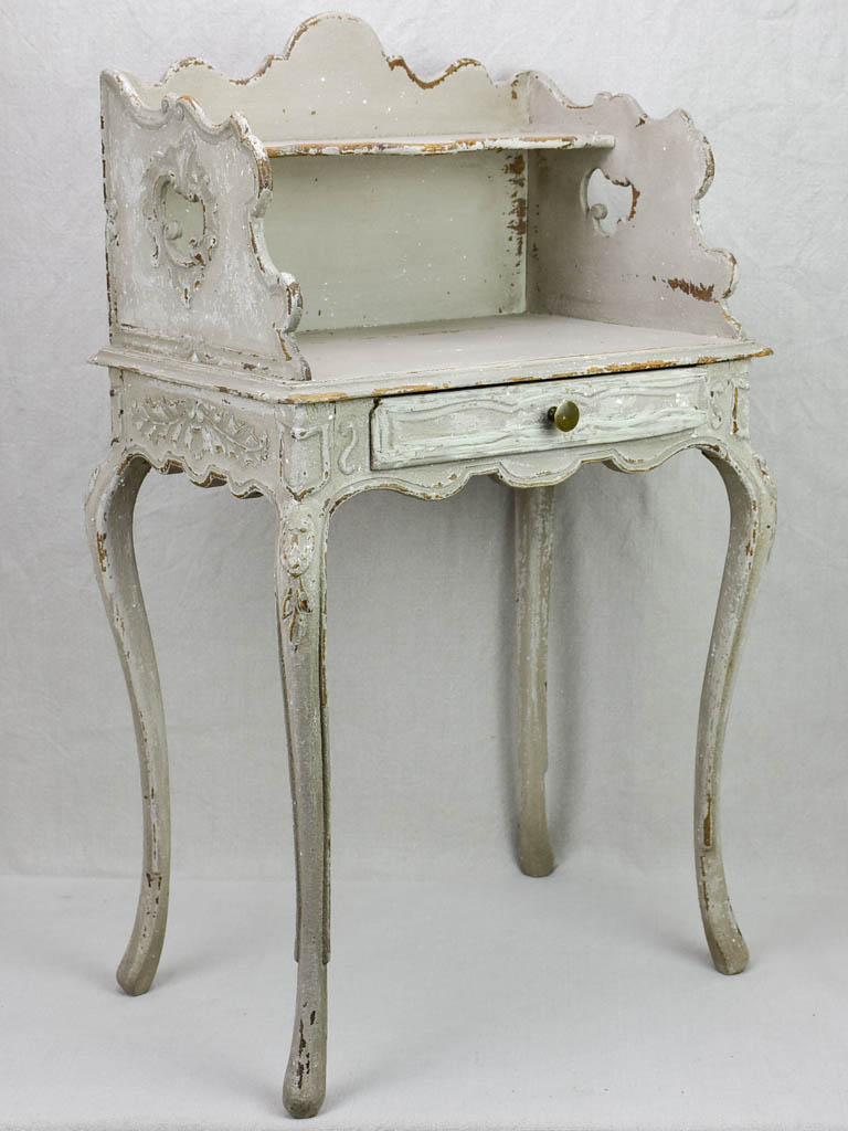 Superb early 20th Century Louis XV style nightstand with gray patina