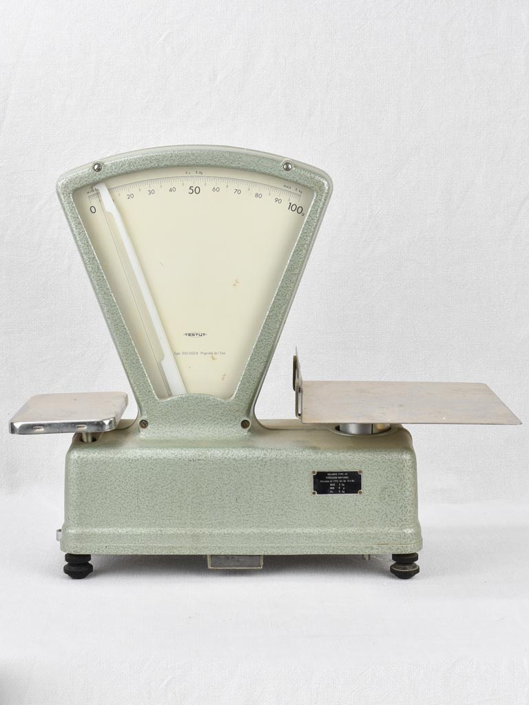 Retro green iron Testut shop scales