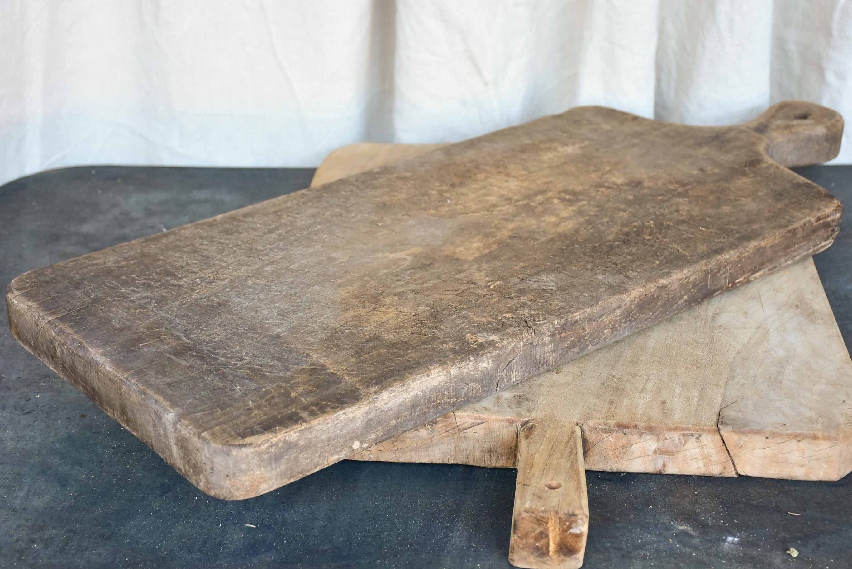 Very large antique French cutting board - puzzle piece silhouette 29 ½''