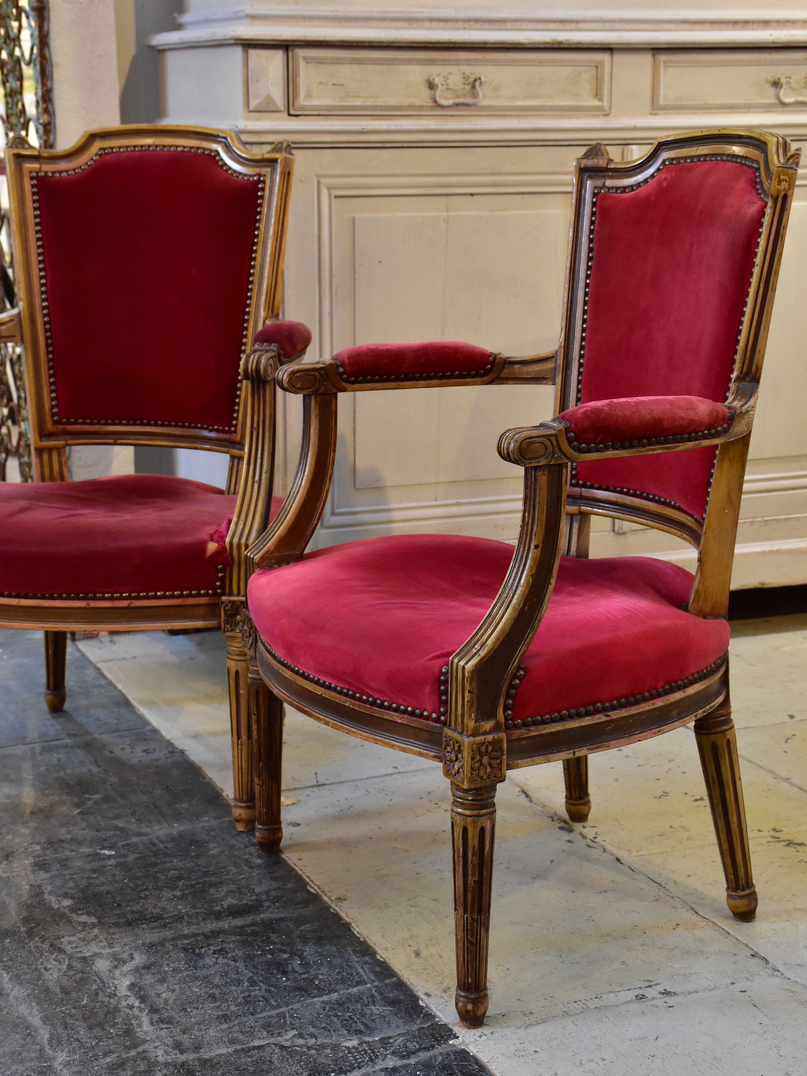 Pair of 19th century Louis XV armchairs