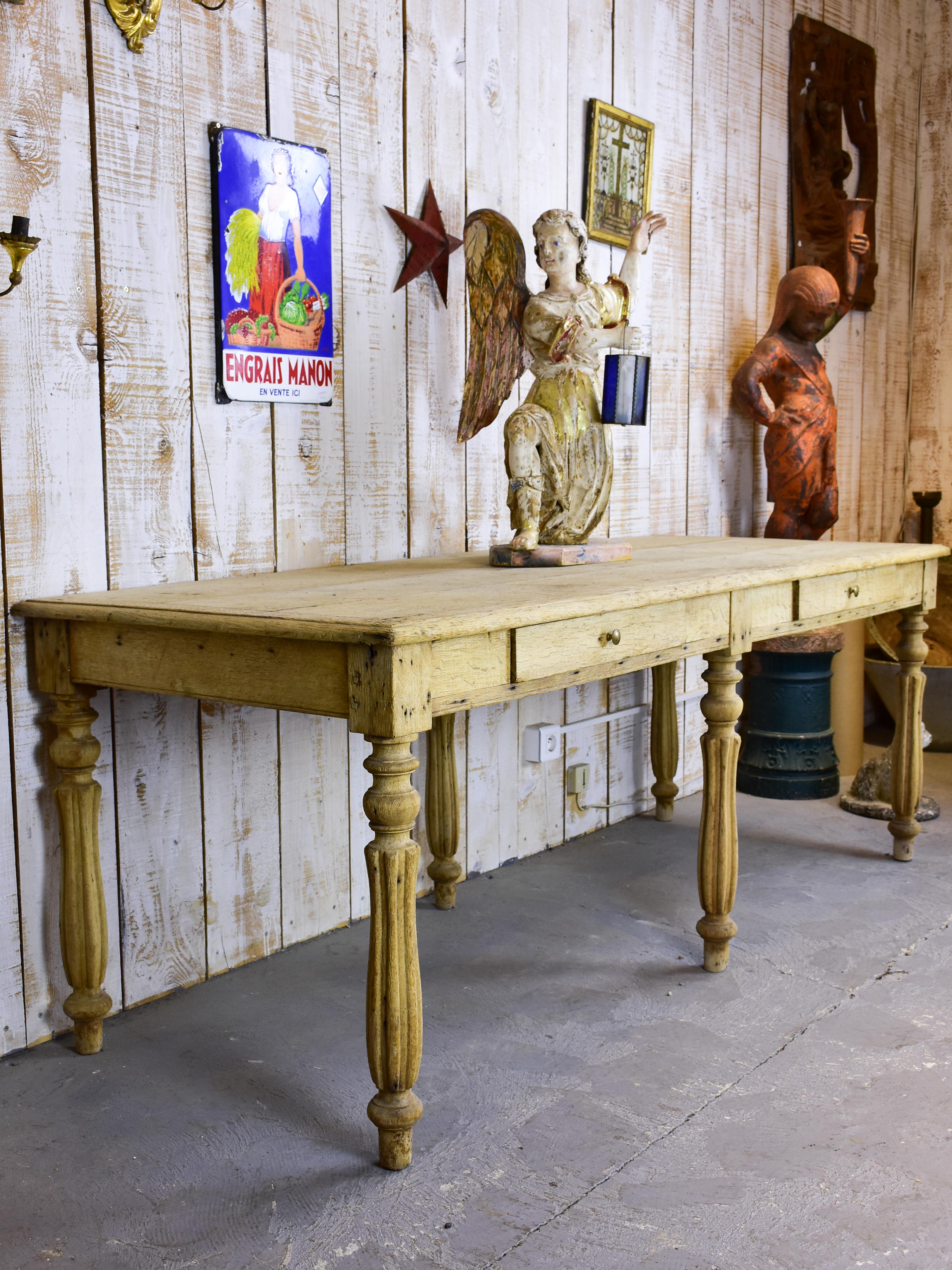 Antique French oak table with drawers