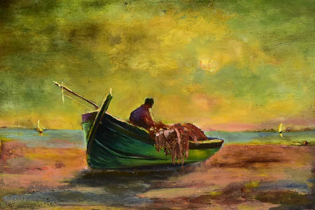 Aged Marseilles Wooden Seascape Art