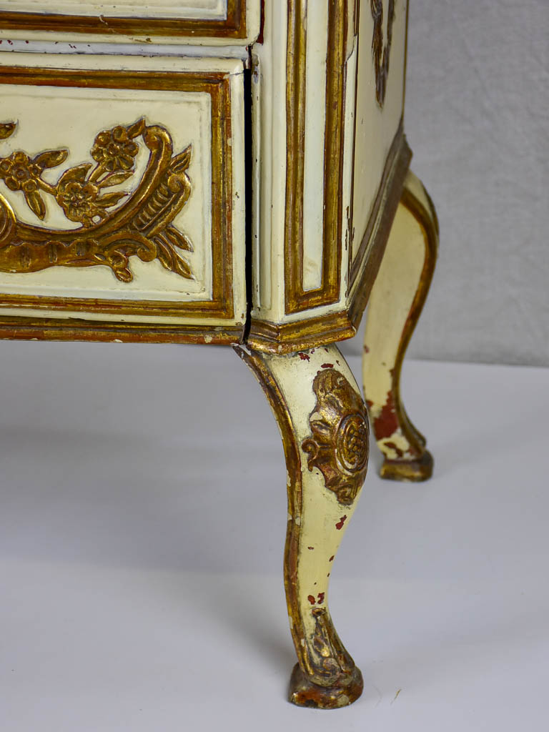 Vintage three drawer commode - carved with gilding