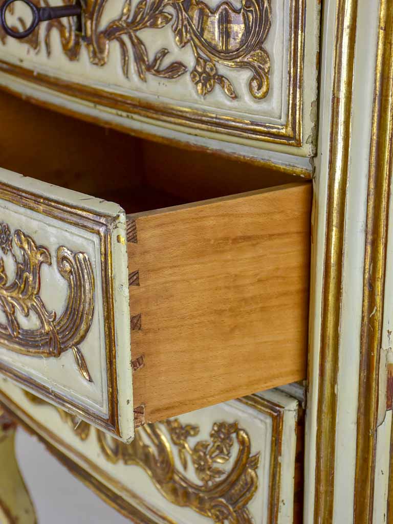 Vintage three drawer commode - carved with gilding