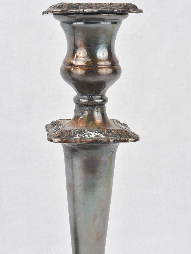Candlesticks, silver-plated, English, antique 12¼"