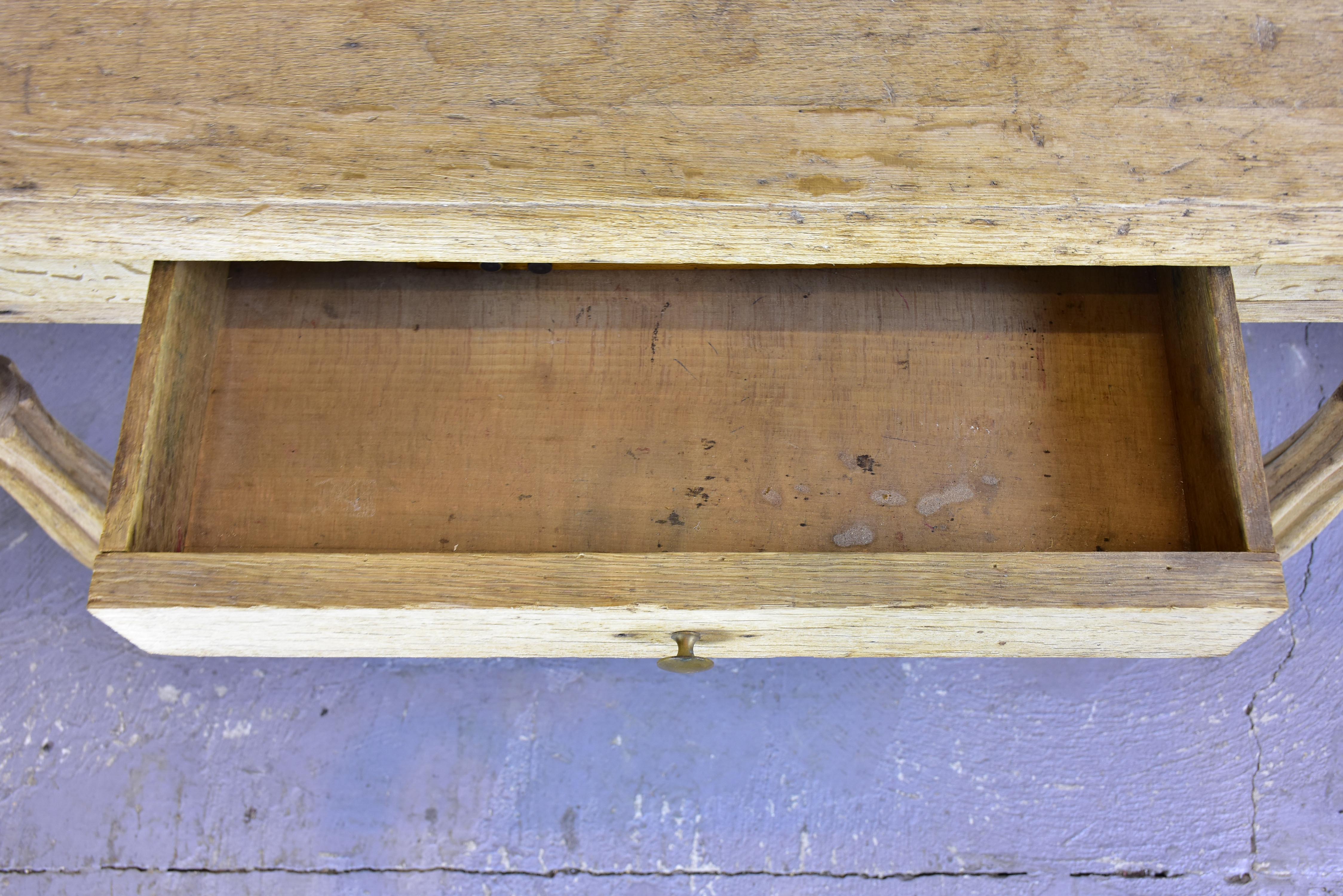 Antique French oak table with drawers
