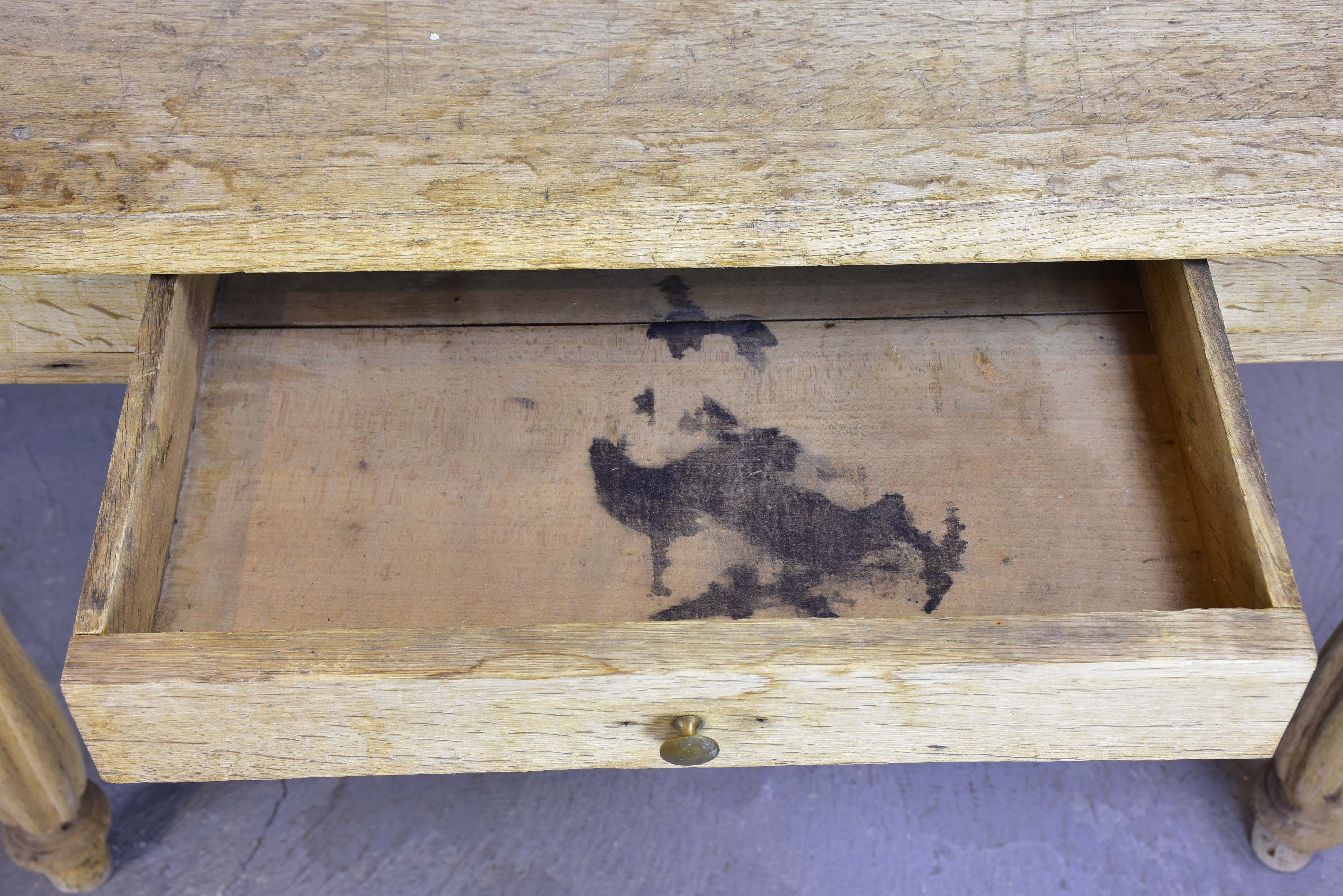 Antique French oak table with drawers