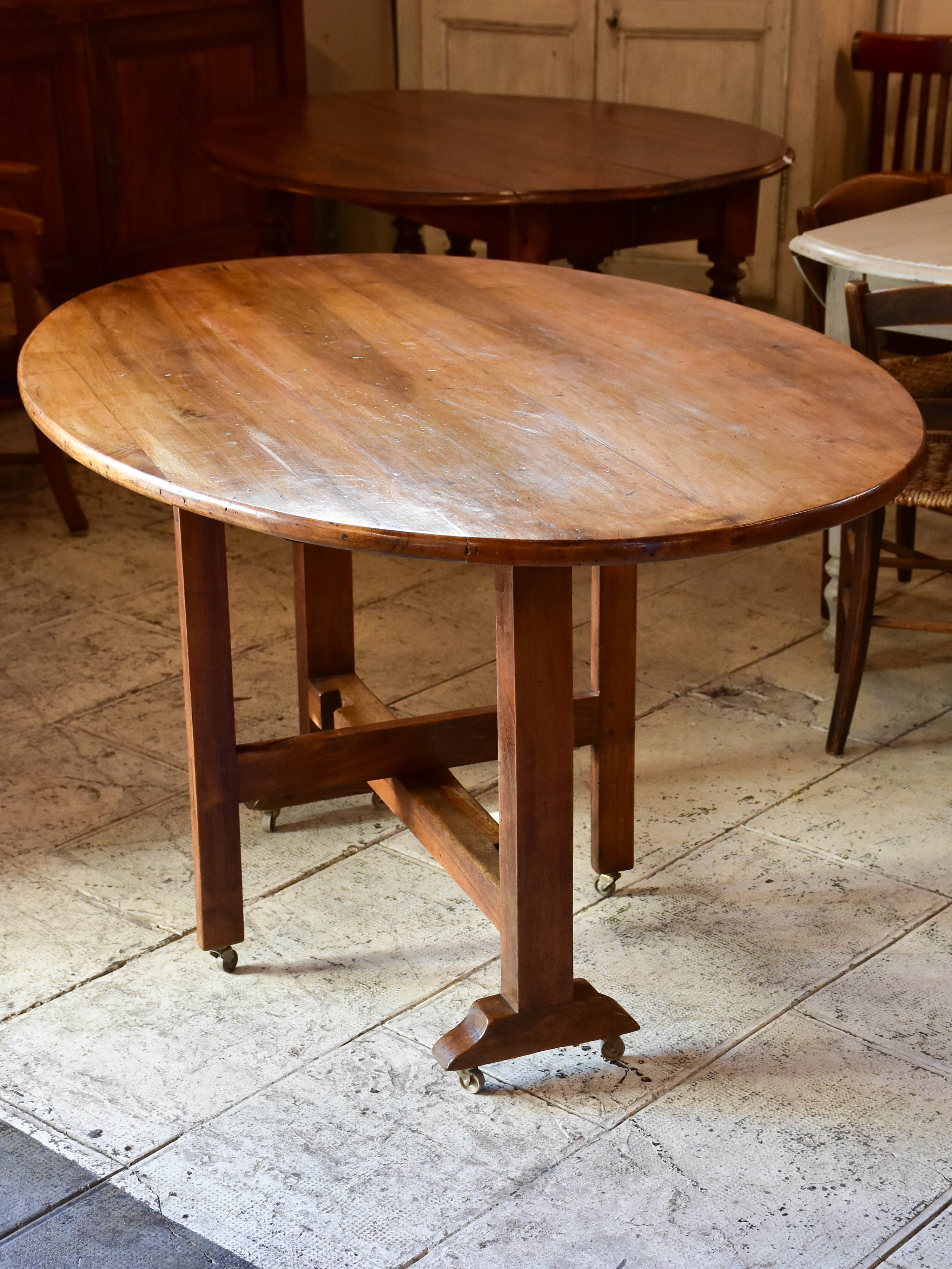 Antique French oval vigneron table