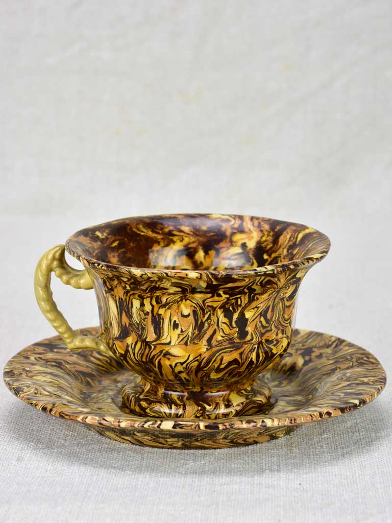 Vintage beige marble effect tea set