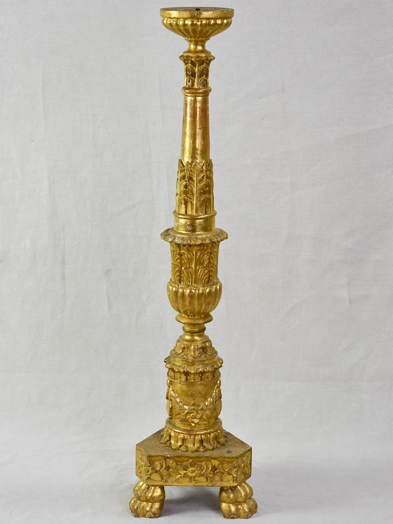 Large 19th century gilt wood candlestick 34¼"