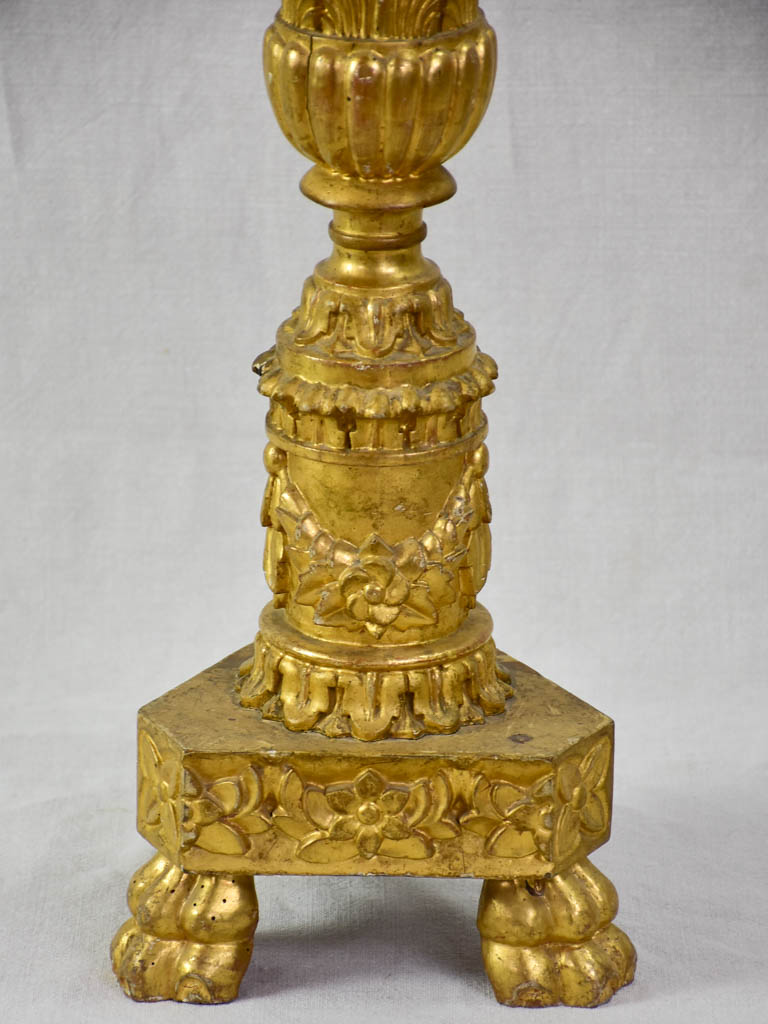 Large 19th century gilt wood candlestick 34¼"