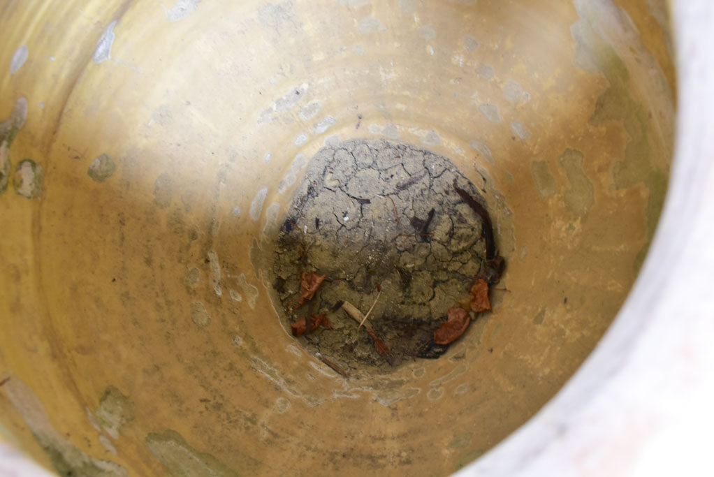 Early-20th-century Castelnaudary olive pot with green 21¾"