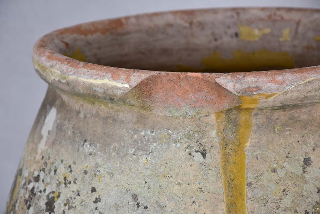 Early-20th-century Castelnaudary olive pot with green 21¾"