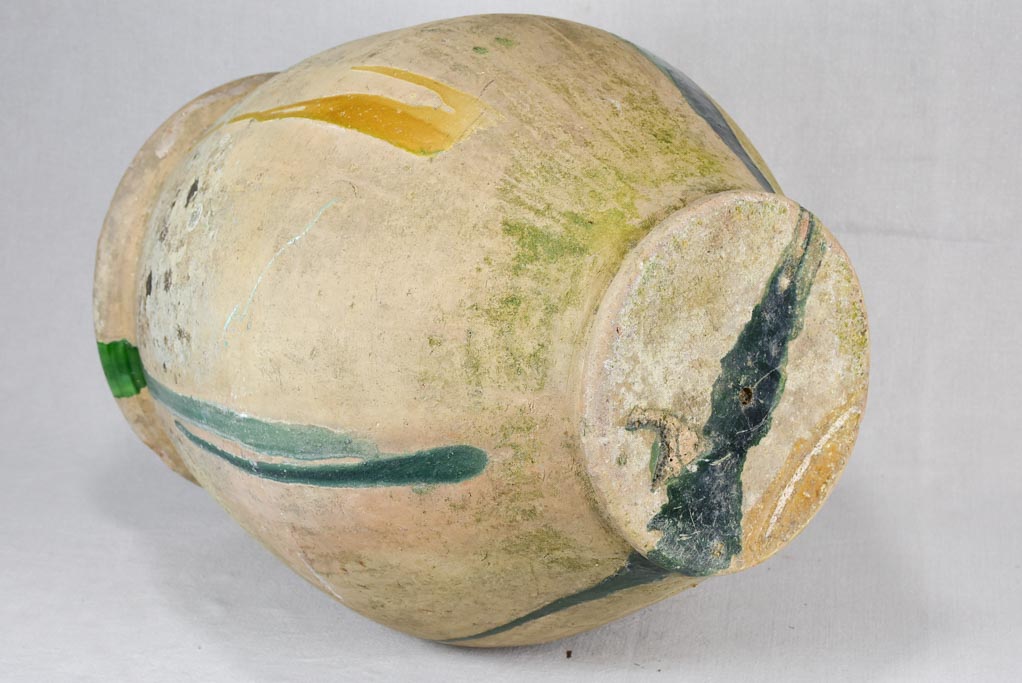 Early-20th-century Castelnaudary olive pot with green 21¾"