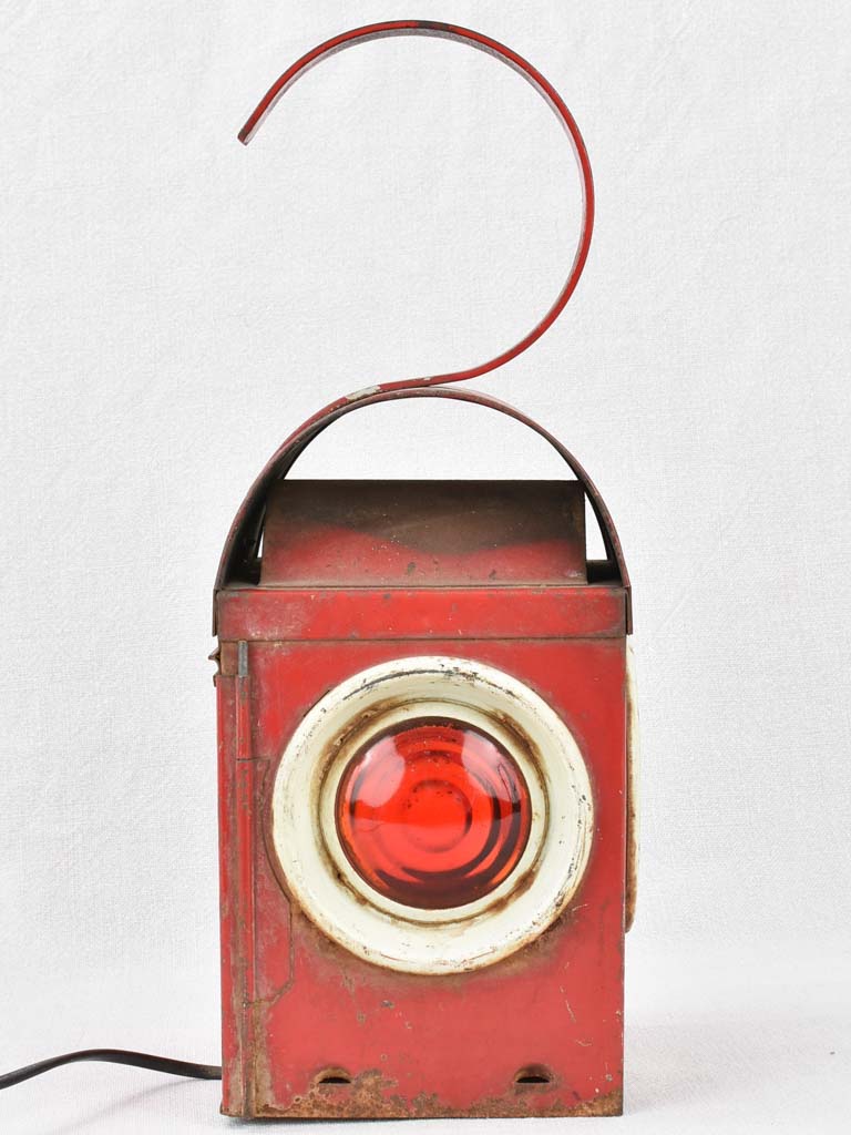 Rustic red antique railway lamp