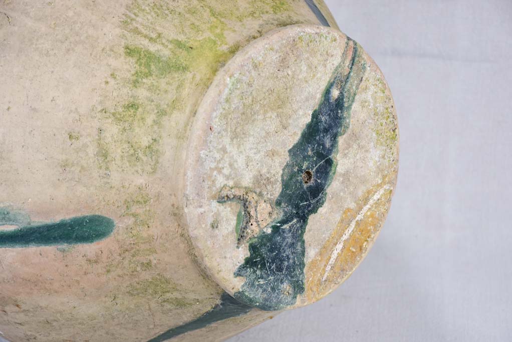 Early-20th-century Castelnaudary olive pot with green 21¾"