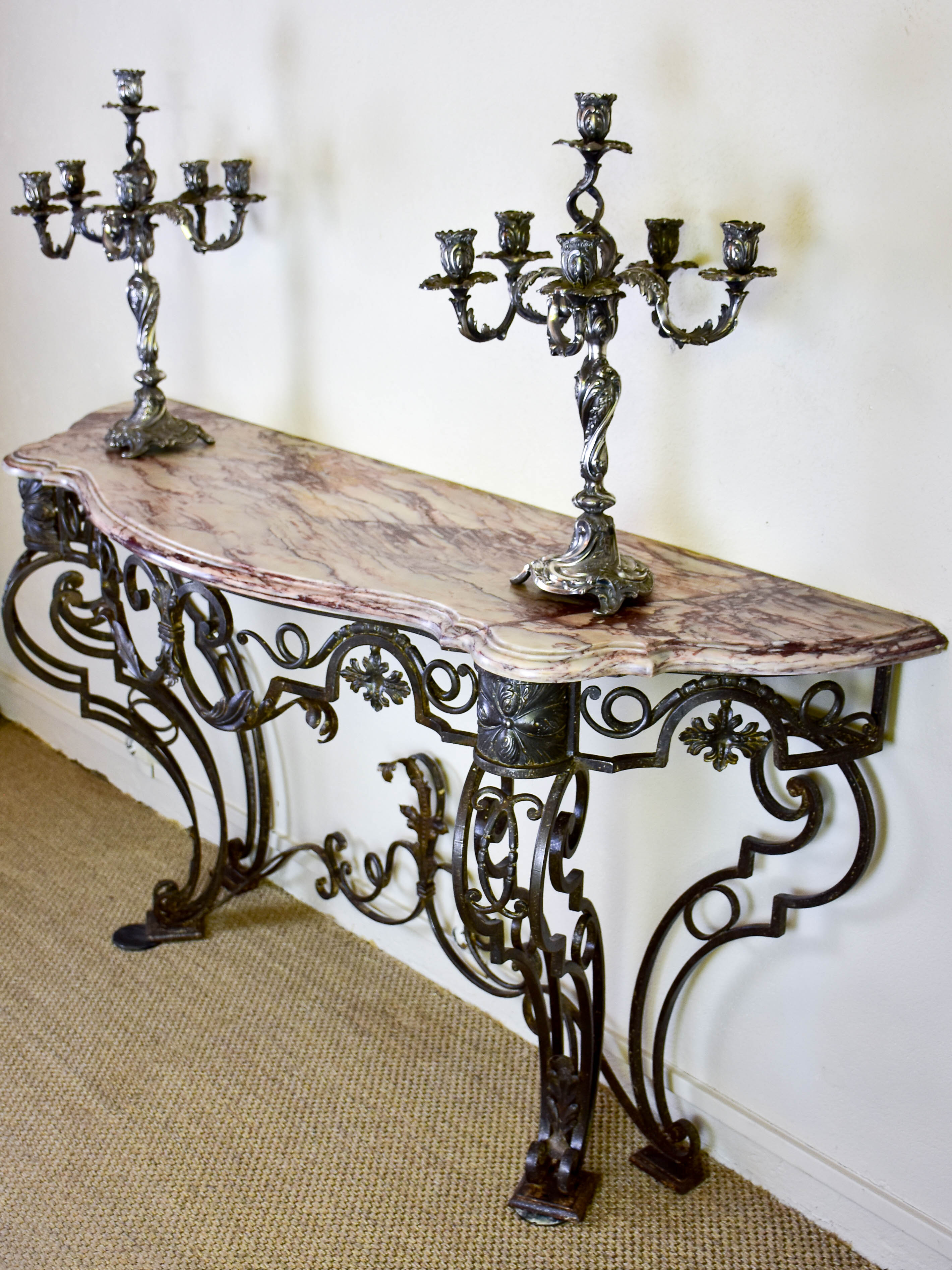 Large Louis XV marble console table