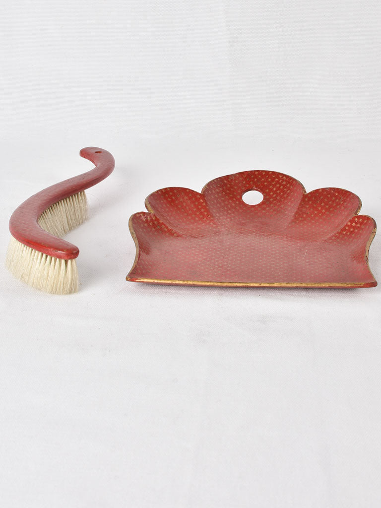 Antique red Napoleon table crumber set
