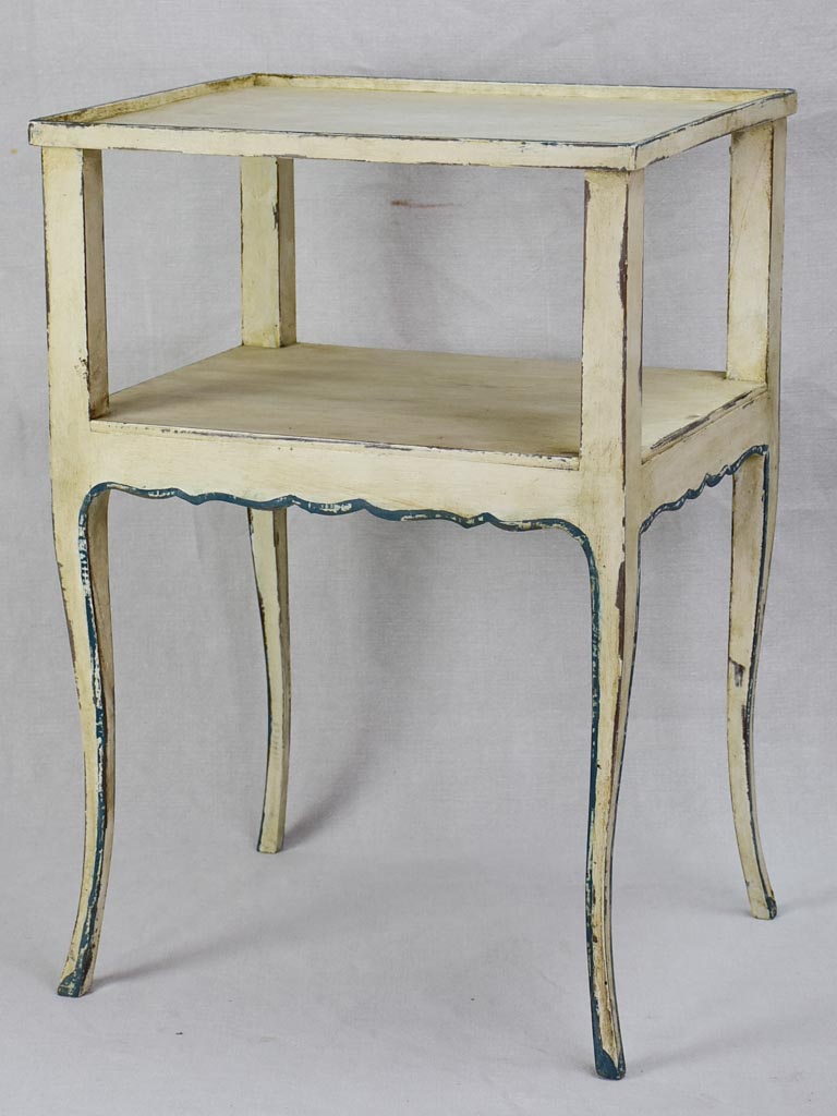 Pretty Louis XV style side table/ night stand with beige and blue patina