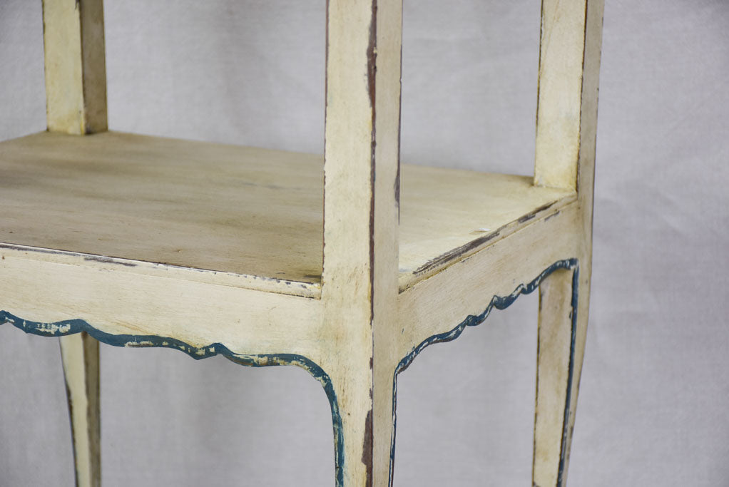 Pretty Louis XV style side table/ night stand with beige and blue patina