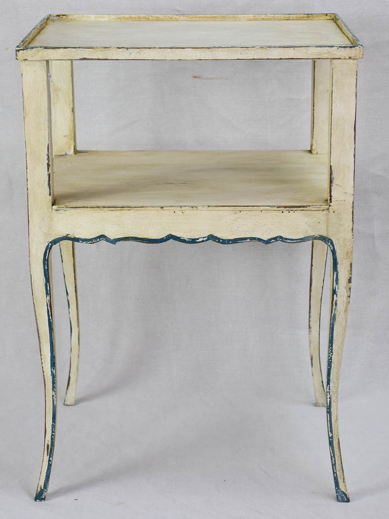 Pretty Louis XV style side table/ night stand with beige and blue patina
