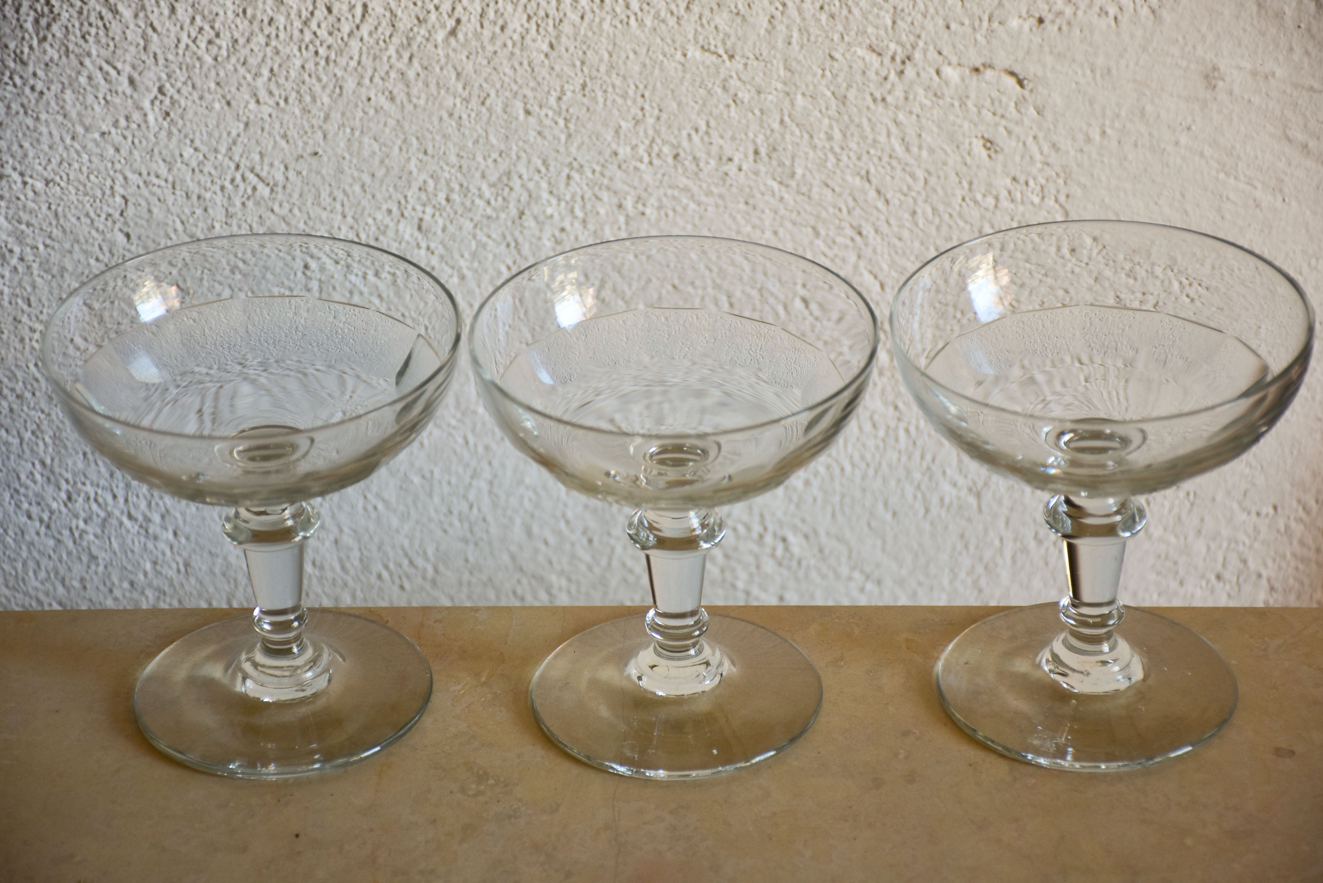 Set of six vintage French champagne glasses